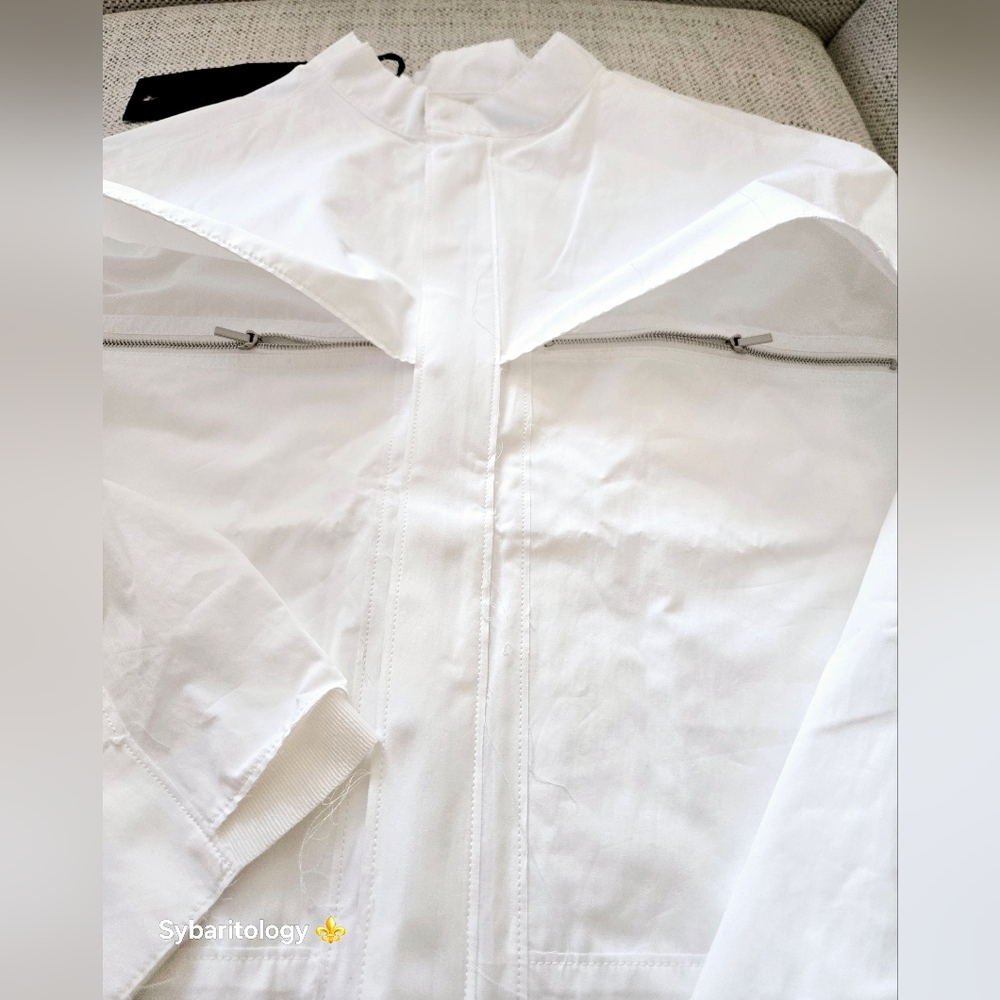 NWT NIKE × EVERY STITCH CONSIDERED Unisex White Cropped Shirt Jacket Size: XL - Picture 4 of 16